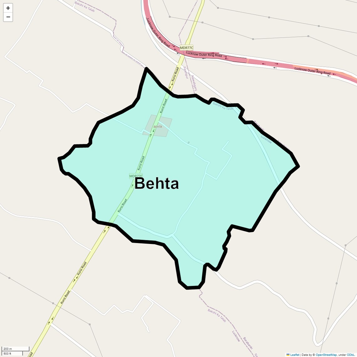 Location Map of Behta, Lucknow