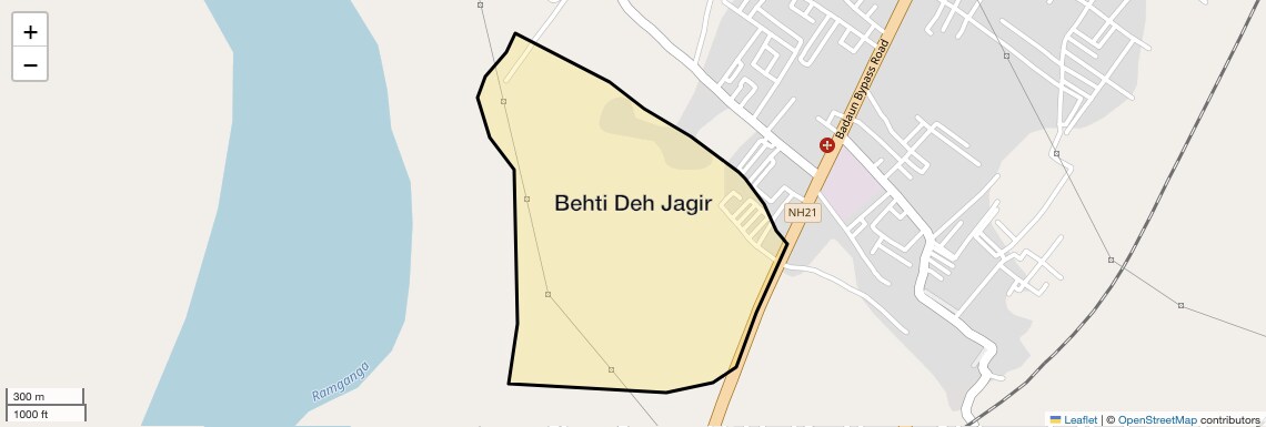 Location Map of Behti Deh Jagir, Bareilly