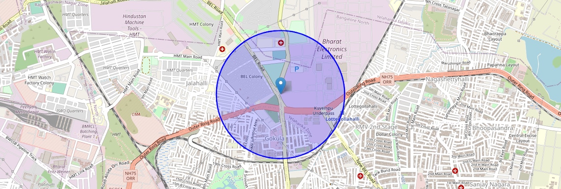 Location Map of Bel Circle, Bangalore