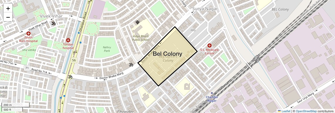 Location Map of Bel Colony, Ghaziabad