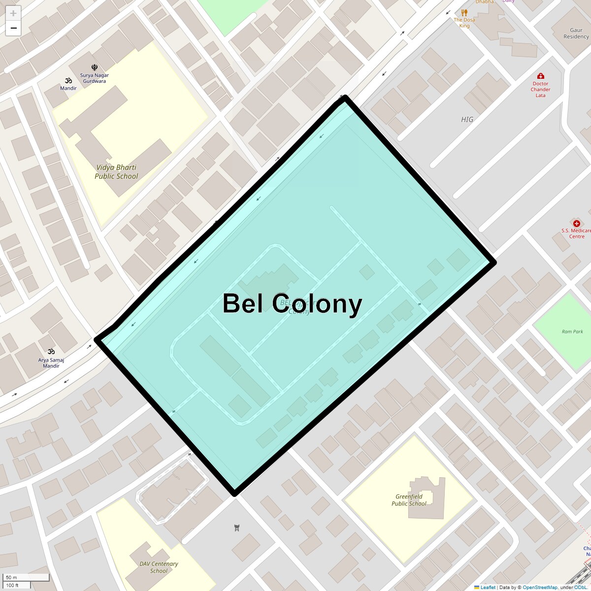 Location Map of Bel Colony, Ghaziabad