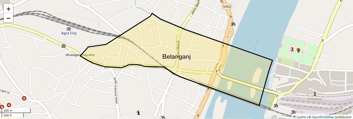 Location Map of Belanganj, Agra