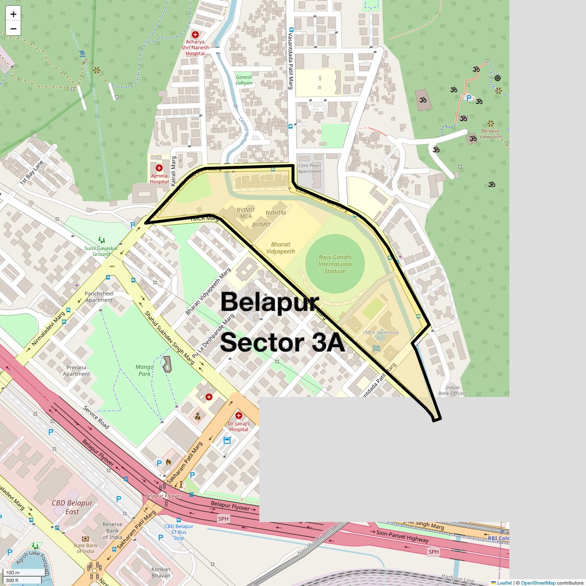 Location Map of Belapur Sector 3A, Navi Mumbai