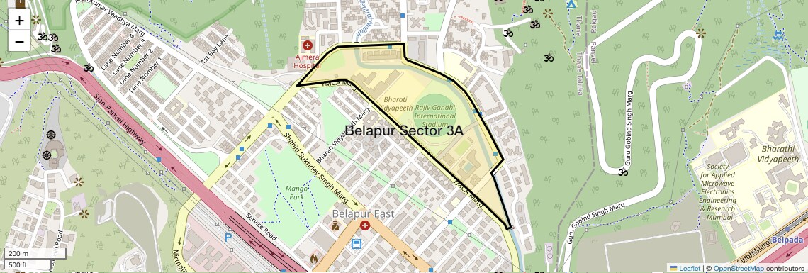 Location Map of Belapur Sector 3A, Navi Mumbai