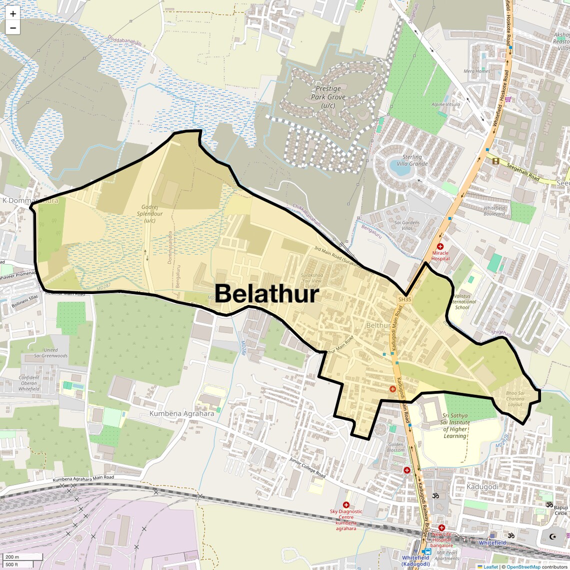 Location Map of Belathur, Bangalore