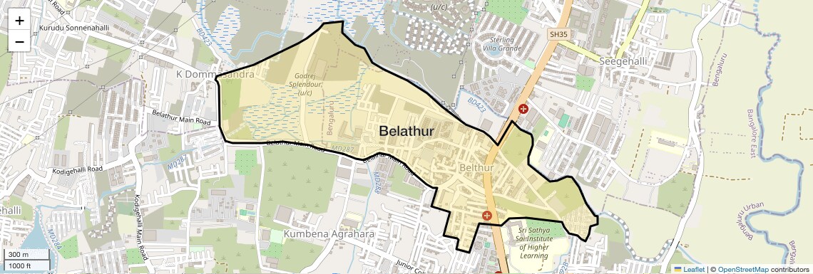 Location Map of Belathur, Bangalore