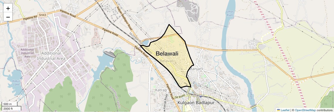 Location Map of Belawali, Thane