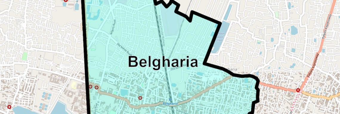 Location Map of Belgharia, Kolkata