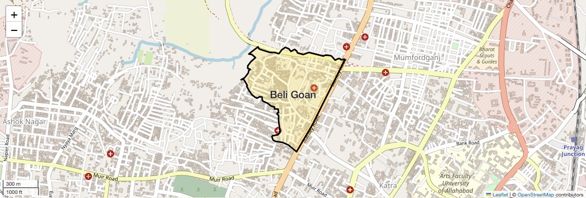 Location Map of Beli Goan, Allahabad