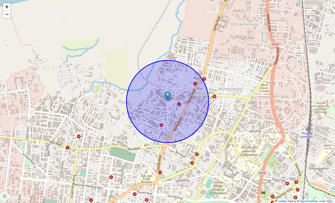 Location Map of Beli Goan, Allahabad