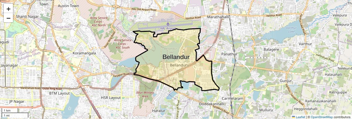 Location Map of Bellandur, Bangalore
