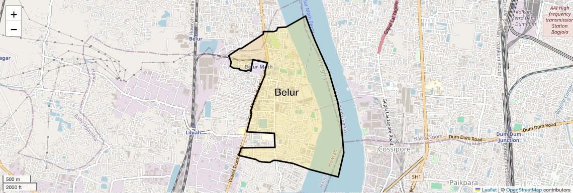 Location Map of Belur, Kolkata