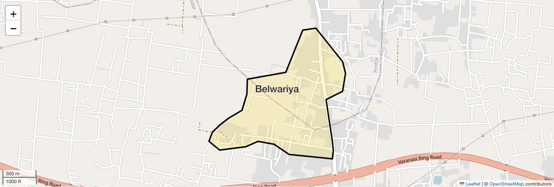 Location Map of Belwariya, Varanasi