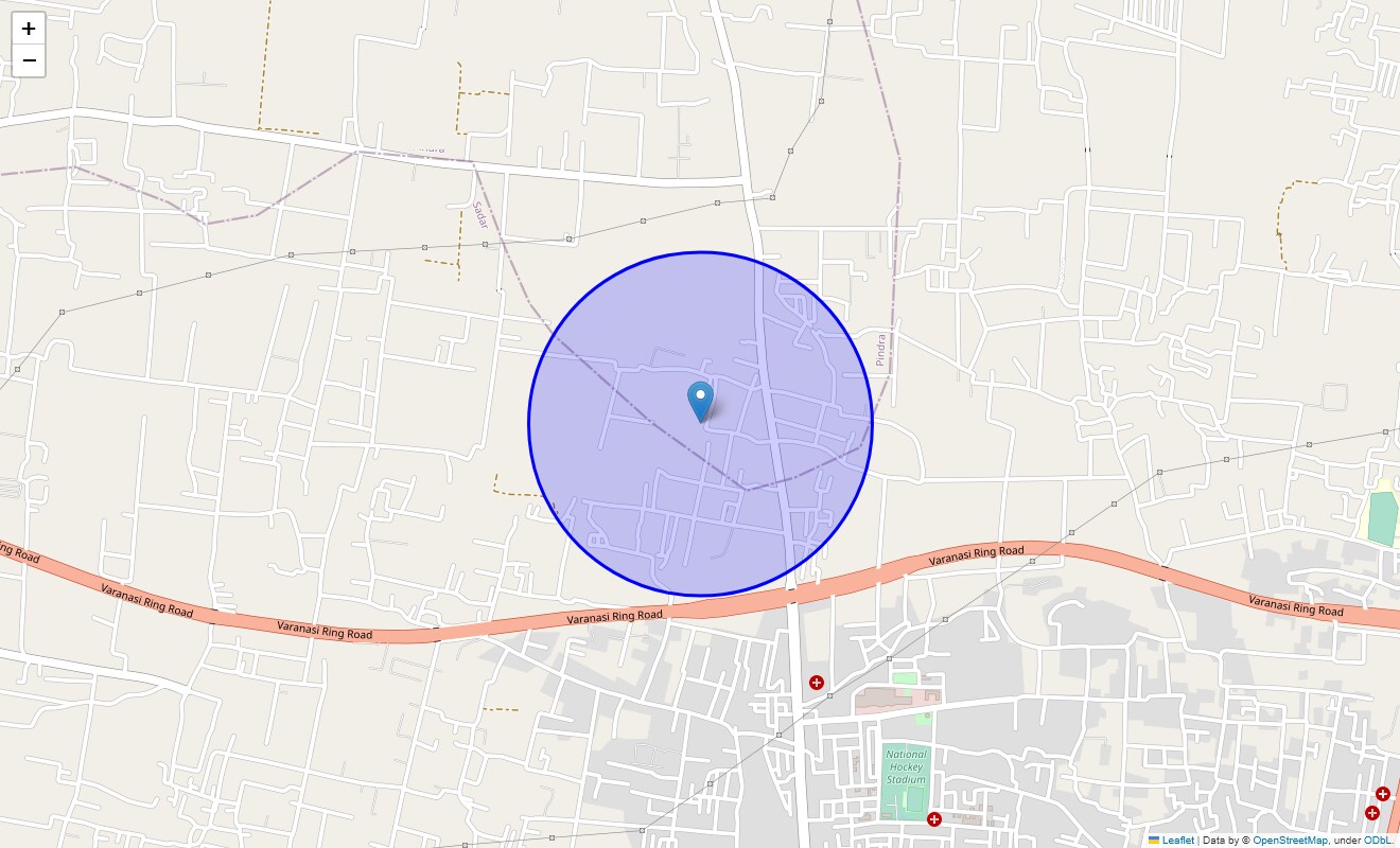 Location Map of Belwariya, Varanasi