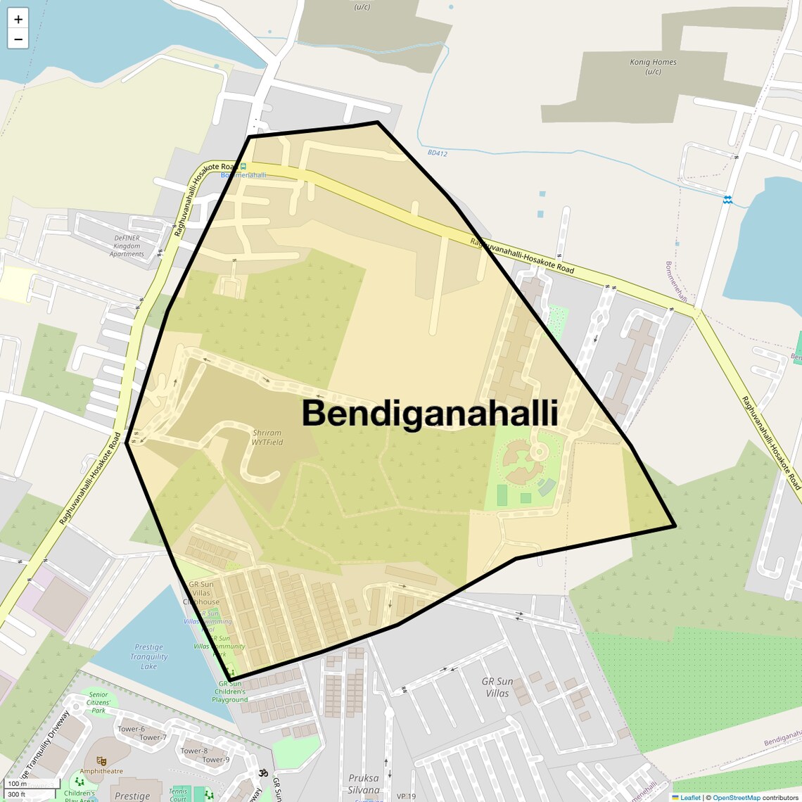 Location Map of Bendiganahalli, Bangalore