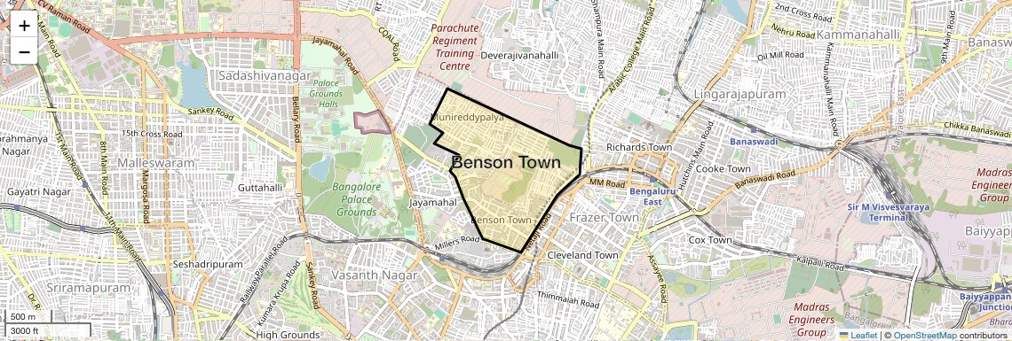 Check Time Travel of Benson Town, Bangalore