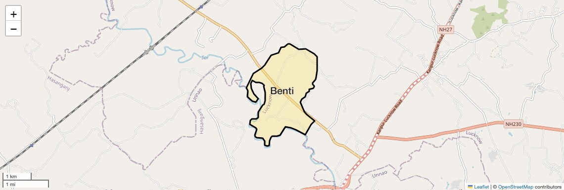 Location Map of Benti, Lucknow