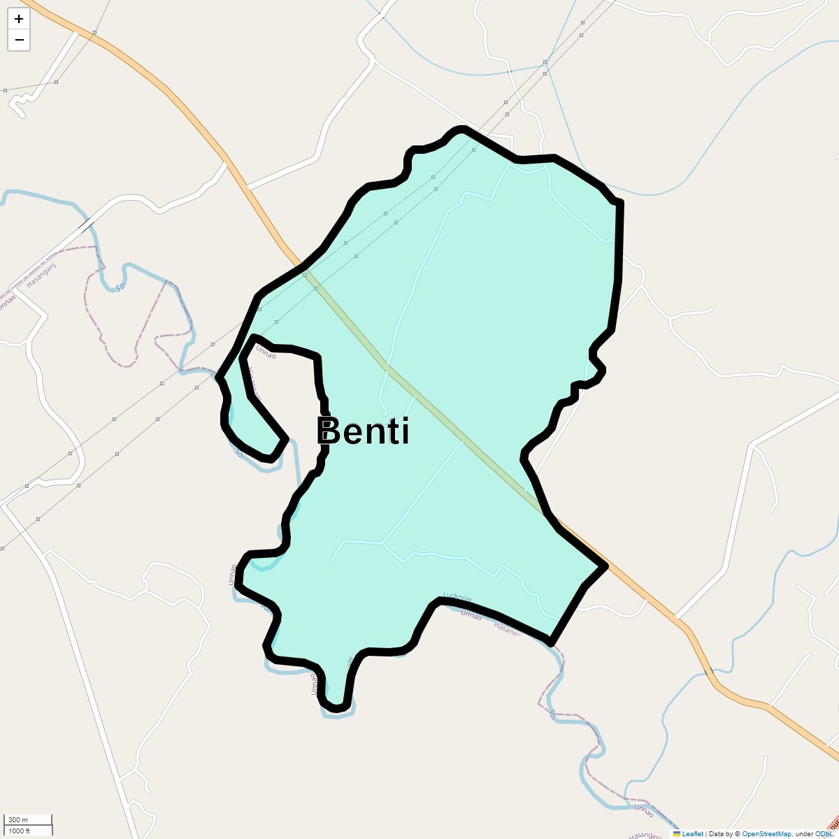 Location Map of Benti, Lucknow