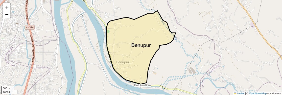 Location Map of Benupur, Bhubaneswar