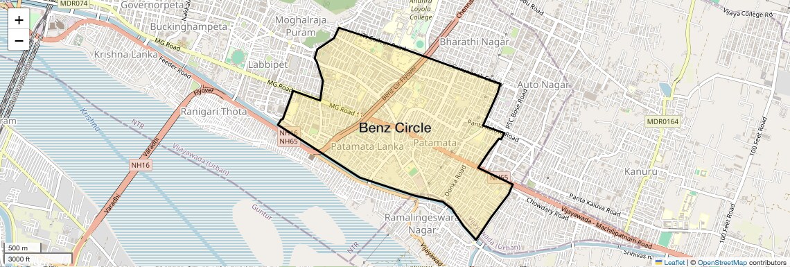 Location Map of Benz Circle, Vijayawada