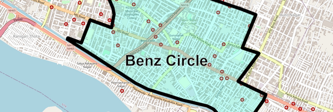 Location Map of Benz Circle, Vijayawada