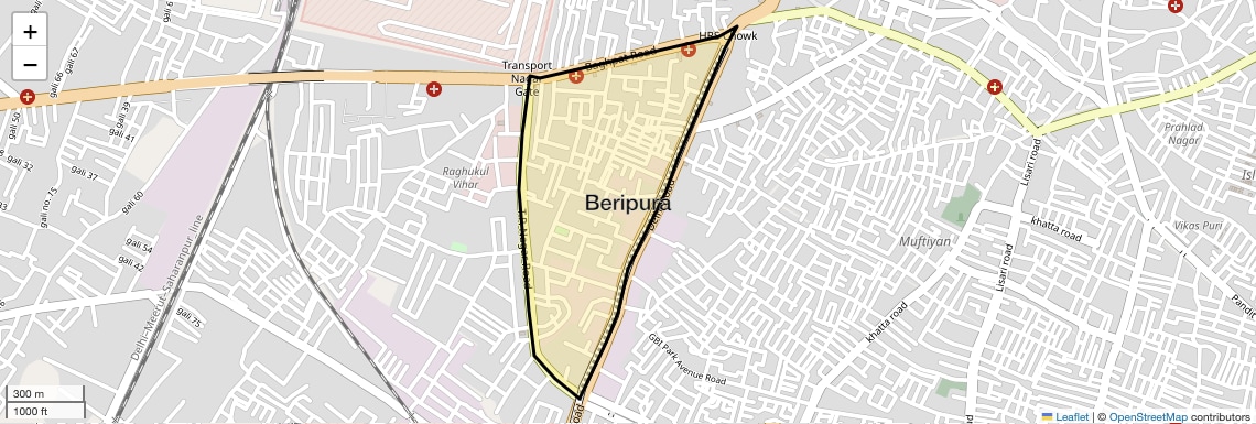 Location Map of Beripura, Meerut
