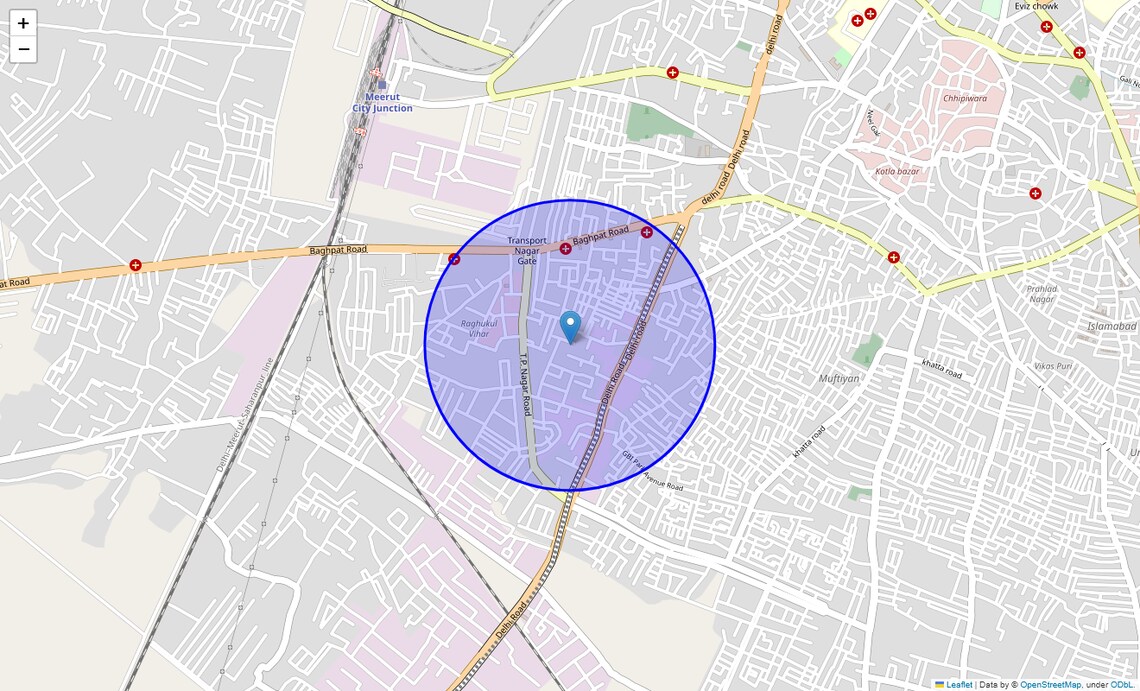 Location Map of Beripura, Meerut