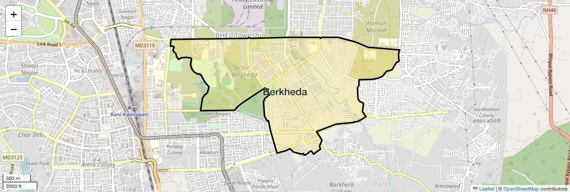 Location Map of Berkheda, Bhopal