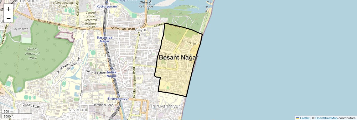 Location Map of Besant Nagar, Chennai