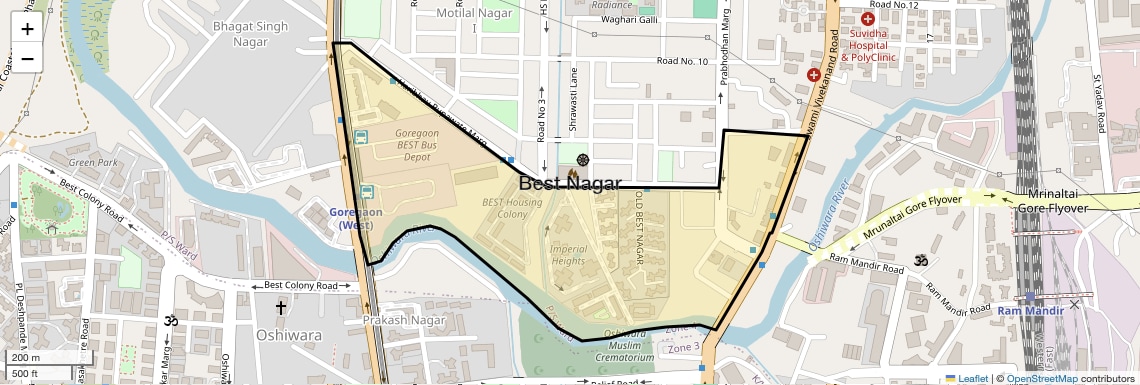 Location Map of Best Nagar, Mumbai