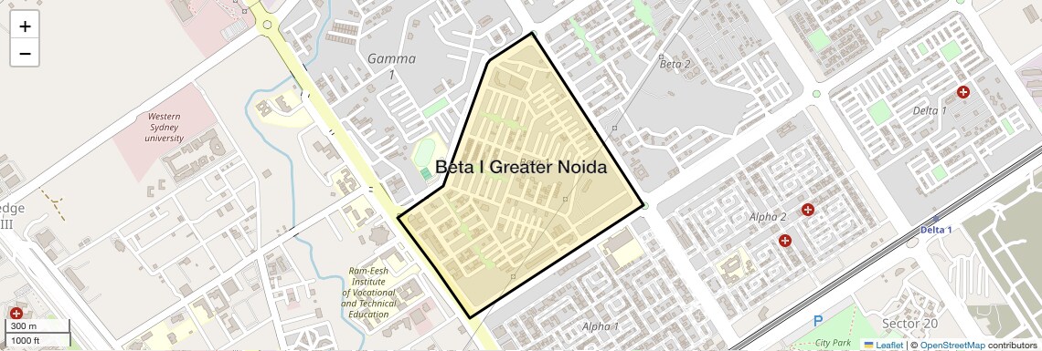 Location Map of Beta I Greater Noida, Greater Noida