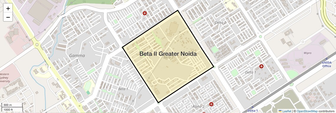 Location Map of Beta II Greater Noida, Greater Noida