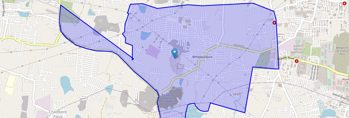 Location Map of Bettadasanapura, Bangalore