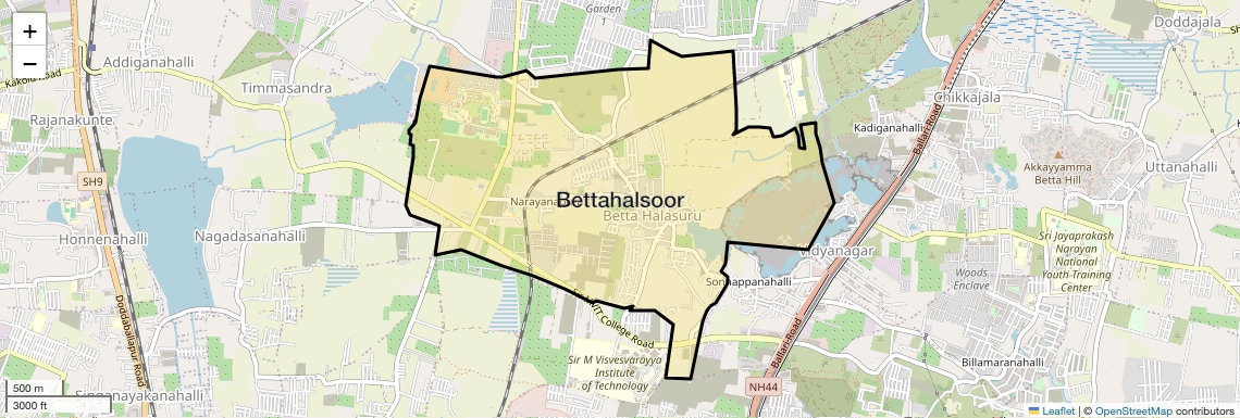Location Map of Bettahalsoor, Bangalore