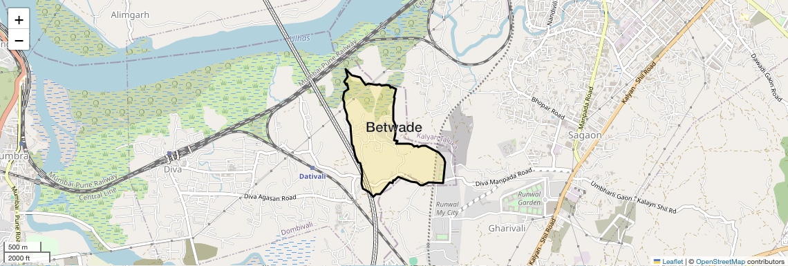 Location Map of Betwade, Thane