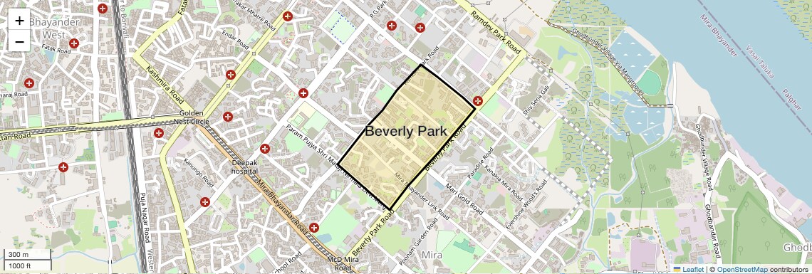 Location Map of Beverly Park, Thane