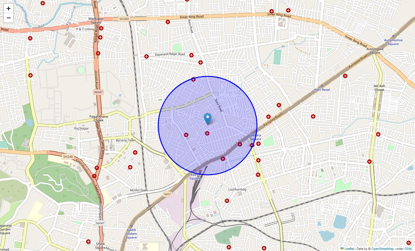 Location Map of Bezonbagh, Nagpur