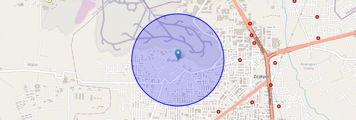 Location Map of Bhabat, Zirakpur
