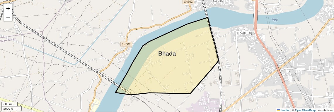 Location Map of Bhada, Surat
