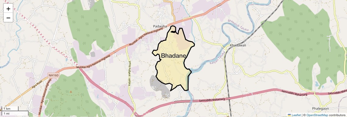 Location Map of Bhadane, Thane