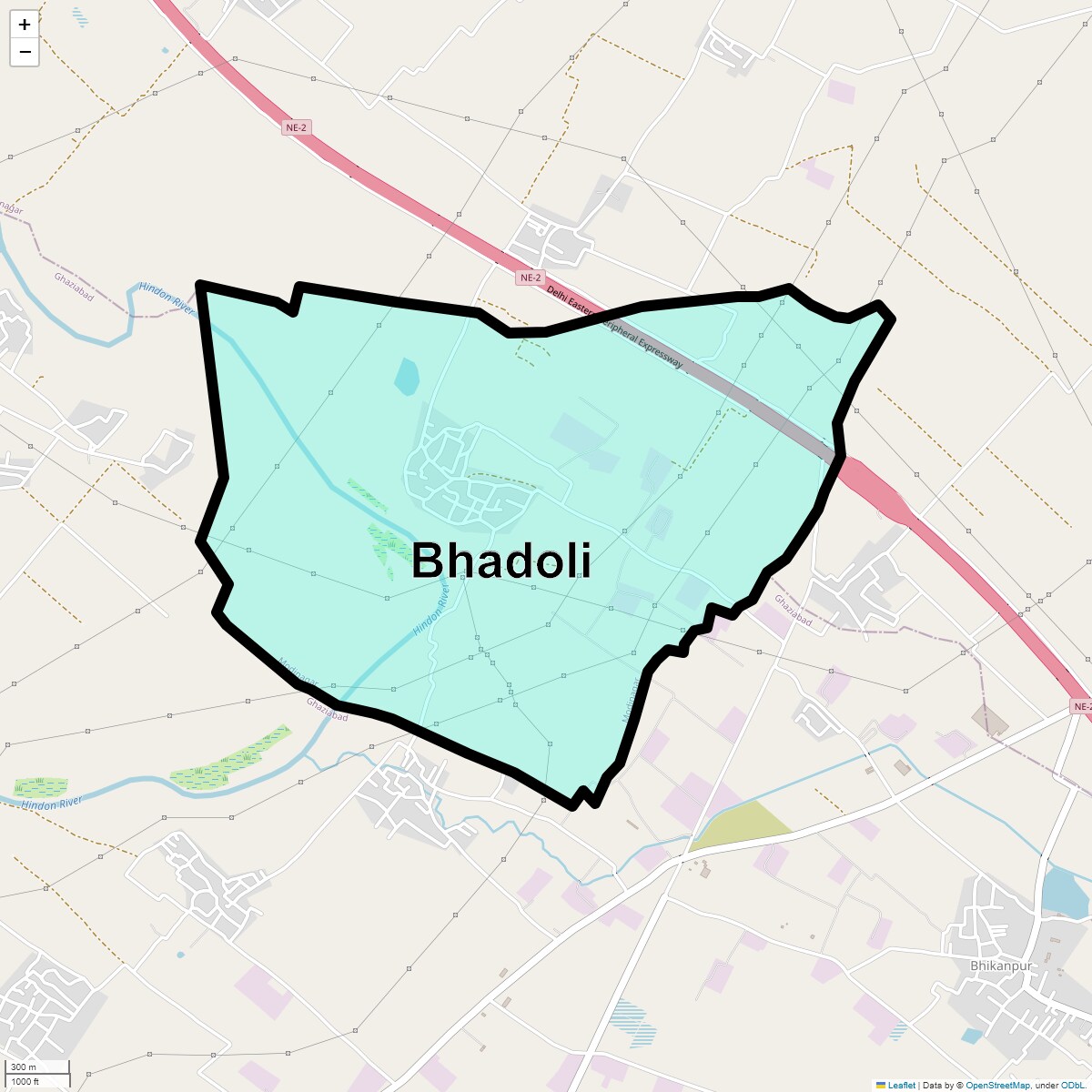 Location Map of Bhadoli, Ghaziabad