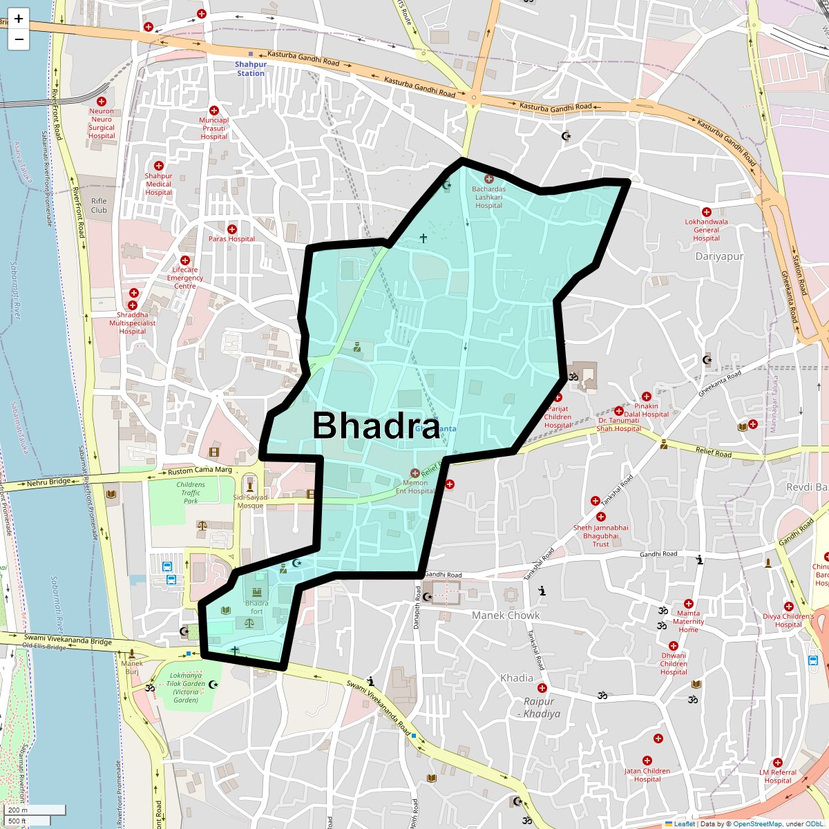 Location Map of Bhadra, Ahmedabad