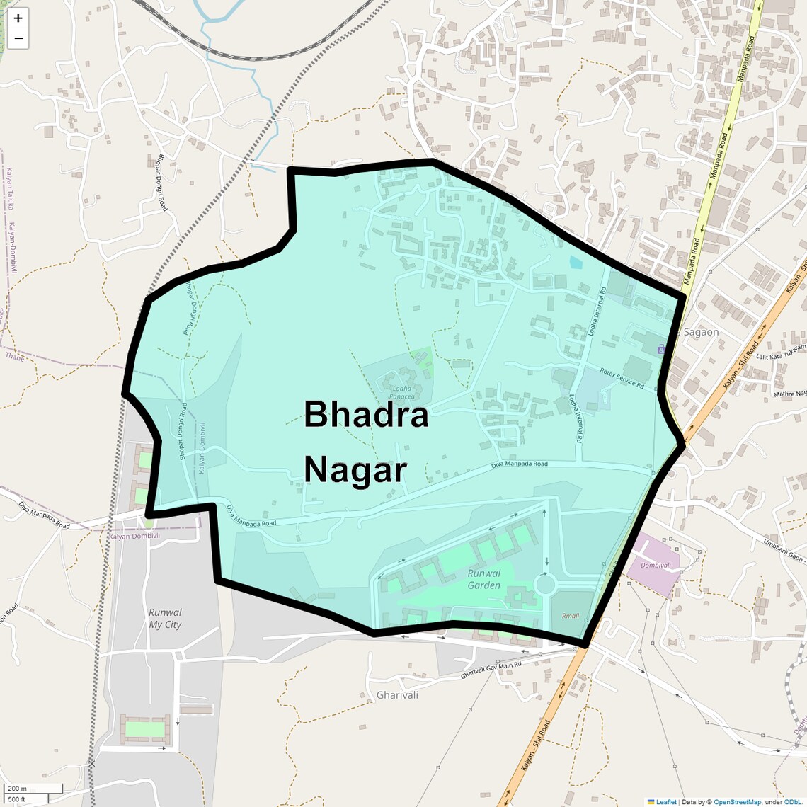 Location Map of Bhadra Nagar, Thane