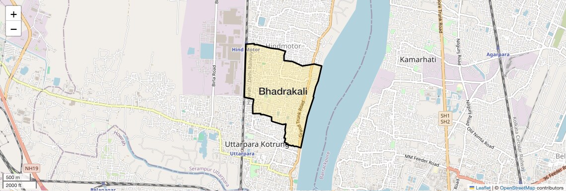 Location Map of Bhadrakali, Kolkata