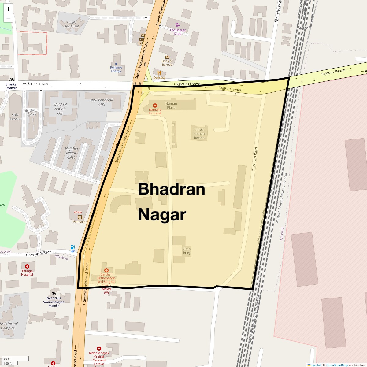 Location Map of Bhadran Nagar, Mumbai