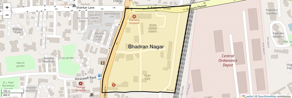 Location Map of Bhadran Nagar, Mumbai