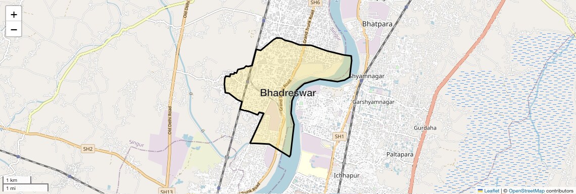 Location Map of Bhadreswar, Kolkata