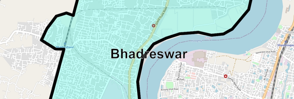 Location Map of Bhadreswar, Kolkata