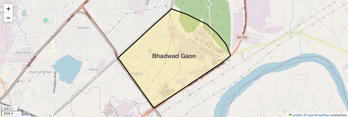 Location Map of Bhadwad Gaon, Thane