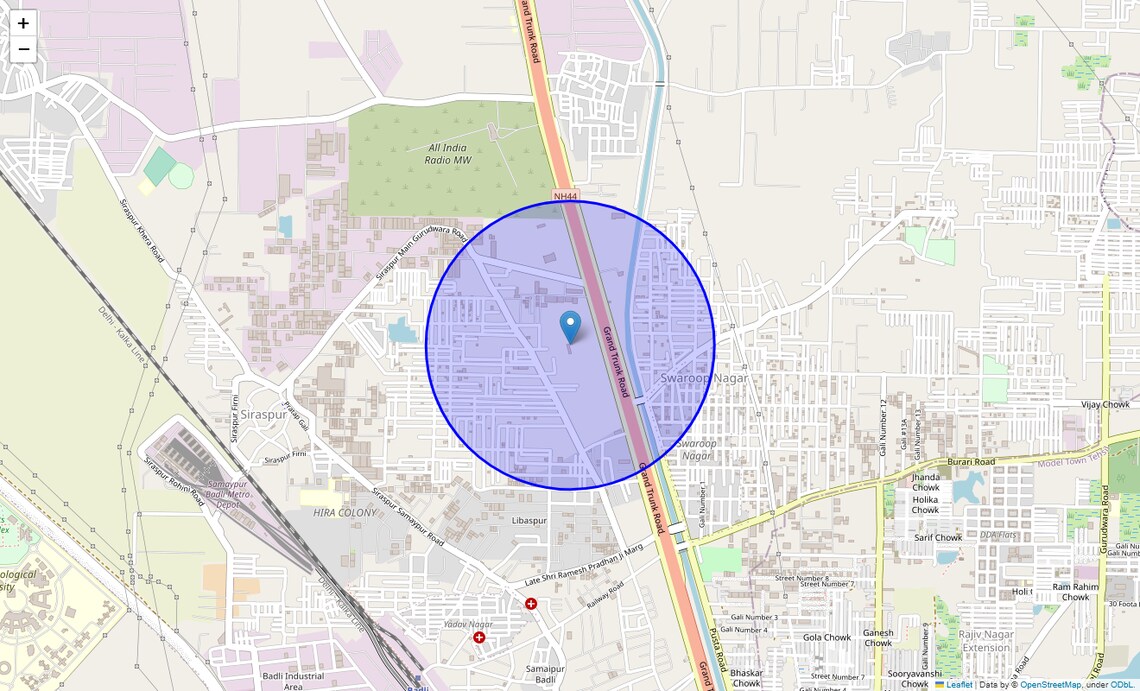 Location Map of Bhagat Singh Park, Delhi